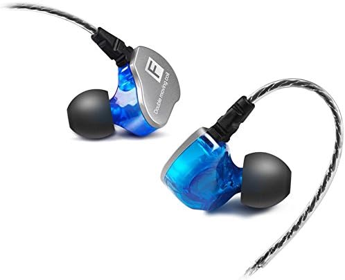XGHX In-Ear Headphones Dual Driver Earphones Earbuds with Mic-Noise Cancelling Headsets for Gym Running Workout(Blue)