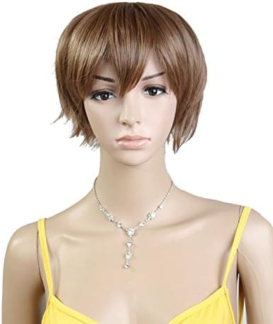 Tomorrow Lover® Anime Cosplay Wigs Heat Resistant Short Synthetic Hair Party Wig Hot Sale+wig cap (Light brown)