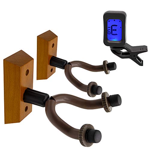 2pcs Guitar Wall Mount Hanger Holder Stand with 1pcs Digital Clip-on Universal Tuner for Acoustic Electric Guitar Bass Ukulele Violin - Thumbnail 7