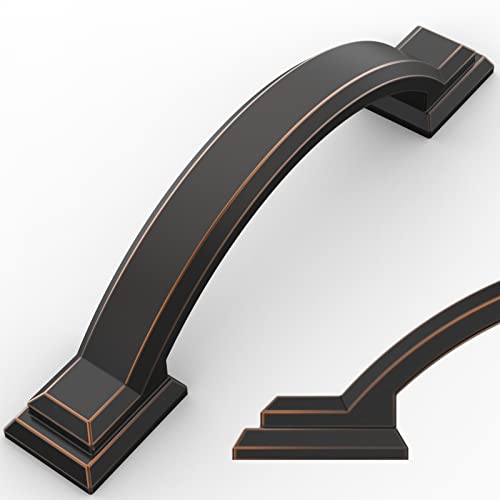 Amerdeco 10 Pack Oil Rubbed Bronze Cabinet Pulls 3 Inch(76mm) Hole Centers, Handles for Kitchen Cabinet Hardware, Arch Cabinet Handles for Bathroom Dresser Drawer Handles ZH0016…