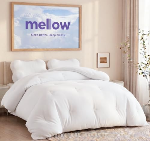 Mellow Marshmellow Comforter King/Cal King - Extra Fluffy Double-Stuffed Down Alternative Duvet Insert, All-Season Temperature-Balancing, Oeko-TEX Class I Fabric, Box-Stitch, Machine Washable