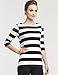 Camii Mia 3/4 Sleeve Shirts for Women, Striped Tee Shirts Cotton Stretchy Lightweight Slim Fit (Medium, Black White)
