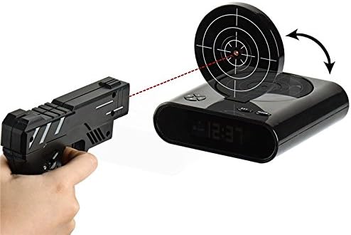 Desk Gadget Target Laser Shooting Gun Alarm Clock LCD Screen Gun Alarm Colck/Target Alarm Clock