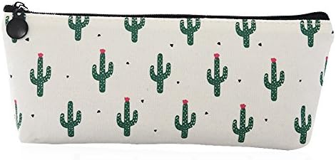 Pencil Bag Linen Pastoral Bandage Case Cute Cacti Pen Zipper Coin Organizer Makeup Cosmetic Pouch Holder (Cactus-More)