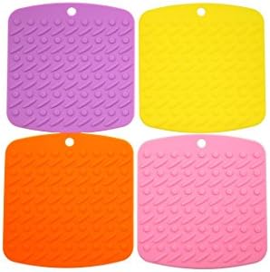 Gacube Silicone Pot Holder,trivet Mat,jar Opener,spoon Rest and Garlic Peeler (Set of 4) Non Slip,flexible,durable,dishwasher Safe,heat Resistant Hot Pads