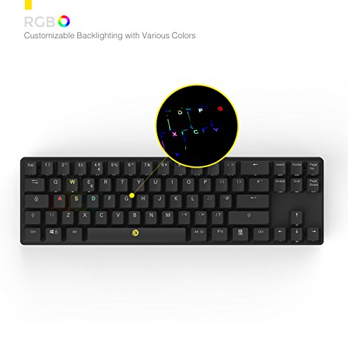 DREVO Calibur 72 clave de juego mecánico teclado RGB LED retroiluminada Tenkeyless inalámbrico Bluetooth 4.0 -UK Layout (Switch Negro, Negro) - Imagen 3