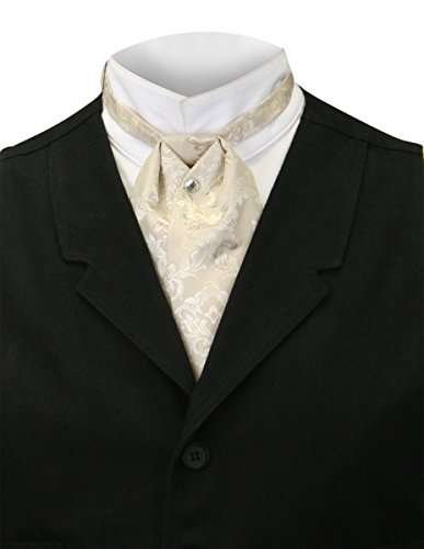 Historical Emporium Men's Satin Jacquard Puff Tie Cream