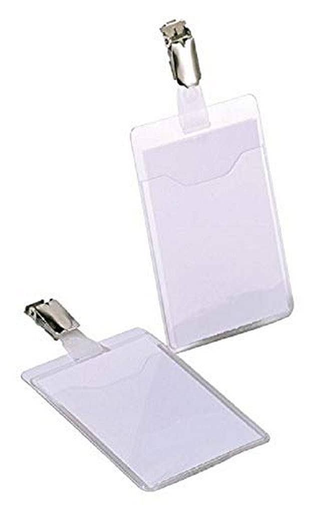 Durable Visitor Badge 60 x 90 mm with Clip Transparent | Pack of 25 Badges | Portrait Format | Ideal for Workplace Visitors and Events — image 1