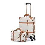 COTRUNKAGE 2 Piece Luggage Sets Carry On Suitcases for Women with TSA Lock (13″ & 20″, Pearl White)
