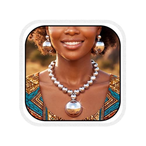 Unicra Silver Statement Necklace Earrings Set Chunky African Jewelry Sets Indian Costume Jewelry Accessories for Women (Silver) at Amazon