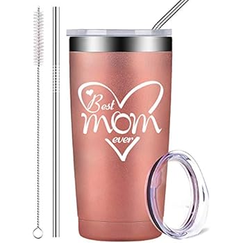 Best Mom Ever Stainless Steel Mug Tumbler With Lid And Straw Insulated Travel Coffee Cup Mothers Birthday Gifts For Her Mom Women Ladies 20 Oz