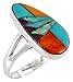 925 Sterling Silver Ring with Genuine Turquoise and Semiprecious Gemstones Sizes 6 to 11 (10)