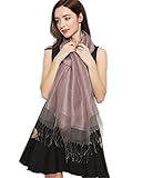 Women's Silk Sparkle Fringe Prom Weddings Evening Scarf Oversized Wraps Shawl Sheer