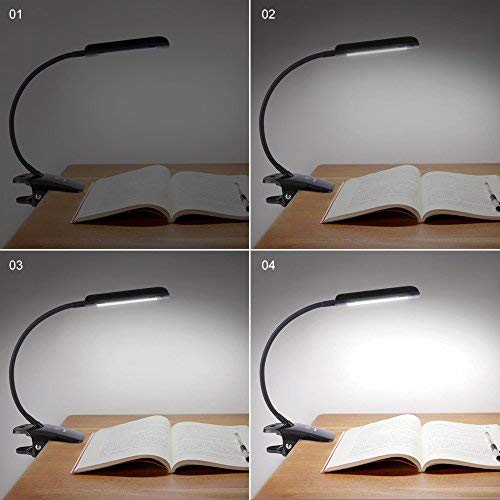 KEDSUM 7W Dimmable LED Desk Lamp, Flexible Gooseneck Clip on Light with 3-Level Dimmer, Touch-Sensitive Control Panel, Clamp Light for Desk, Bed Headboard and Computers (Black)