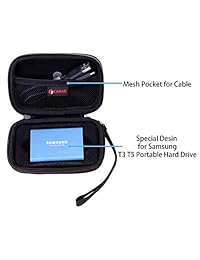 XANAD Case for Samsung T3 T5 Portable 250GB 500GB 1TB 2TB SSD USB 3.1 External Solid State Drives Storage Travel Carrying Bag (Black)