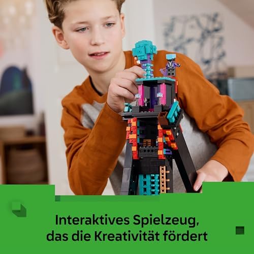 Minecraft 2in1 Der Enderman-Turm - Modulares Gaming Spielzeug - Lässt Sich in 2 Festungen umbauen - Mit 4 Minifiguren zum Sammeln - Gamer Geschenk für Jungen und Mädchen ab 9 Jahren - 21279