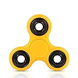 Aimbig Fidget Spinner Toy Stress Reducer - Tri-Spinner Fidget Toy with Si3N4 Hybrid Ceramic Bearing - Perfect For ADD, ADHD, Anxiety, and Autism Adult Children - Non-3D Printed (yellow)