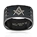 Masonic Black Plated 10mm Stainless Steel Round Square Band Ring - Size 8-13