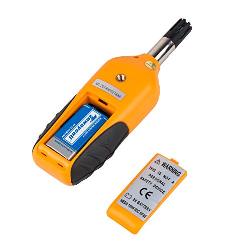 Mengshen Digital Psychrometer - Handheld Temperature and Humidity Meter Gauge with Dew Point and Wet Bulb Temperature - Battery Included