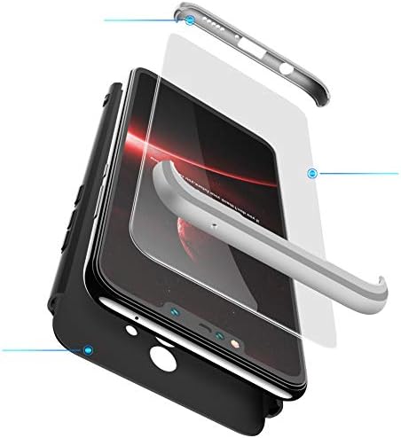 2ndSpring Huawei Mate 10 Lite Case, Mate 10 Lite Cover Ultra-thin 3in1 360 Degrees Full Body Plastic Hard Skin Shockproof Shell with Tempered Glass Screen Protector for Mate 10 Lite Silver Black