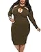 BIUBIU Women's Plus Size Sexy Long Sleeve Club Bodycon Bandage Midi Dress Green 2XL