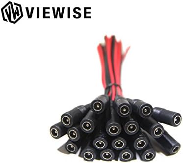 VIEWISEDC Power Plug Pigtail Cable (Female, Micro USB, 6.5 inch, Pack of 20, Black, Ethernet, Indoor, Round)