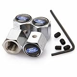 Black Ford Anti-theft Chrome Car Wheel Tire Valve Stem Caps