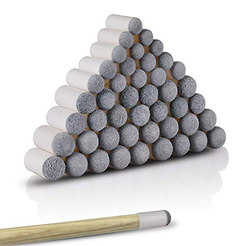 ABOAT 50 Pieces 4 Sizes Pool Cue Tips SlipOn Billiard Cue Tips