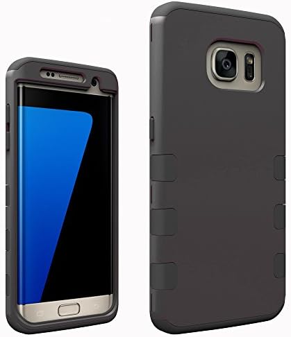 Galaxy S7 Edge Case, Osurce Full Protection Heavy Duty Hybrid Soft Silicone Rugged Armor Hard Inner Case Cover for Samsung Galaxy S7 Edge - Shock Absorbing (Black + Black)