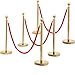 Yaheetech 6pcs Stainless Steel Stanchion Posts - 6.6FT Extended Red Velvet Rope Retractable Barriers Ropes Safety Barriers Set with Stable Base for Party Supplies Theater Hotels Clubs Museums, Gold