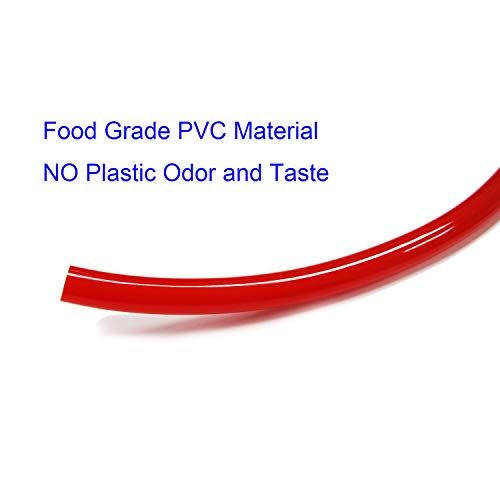 Red Gas Line Air Hose - 25ft Length CO2 Tubing Hose ID 5/16 inch OD 9/16 inch,Include 8 PCS Free Hose Clamps, Used for Draft Beer Home Brewing