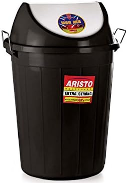 ARISTO Plastic Swing Lid Garbage Waste Dustbin 60 Ltr Parent (Black)