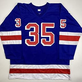 Autographed/Signed Mike Richter New York Blue Hockey Jersey PSA/DNA COA - Image 5