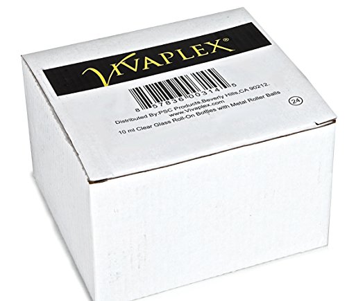 Vivaplex, 24, Clear, 10 ml Glass Roll-on Bottles with Stainless Steel Roller Balls. 3 - 3 ml Droppers included