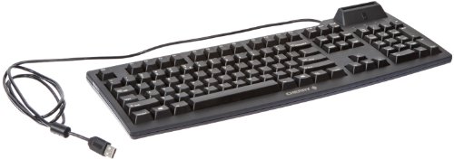 Cherry G83-6644LUAEU-2 POS Qwerty Keyboard with USB Interface and PC/SC Smart Card Reader, 18" Width, Black