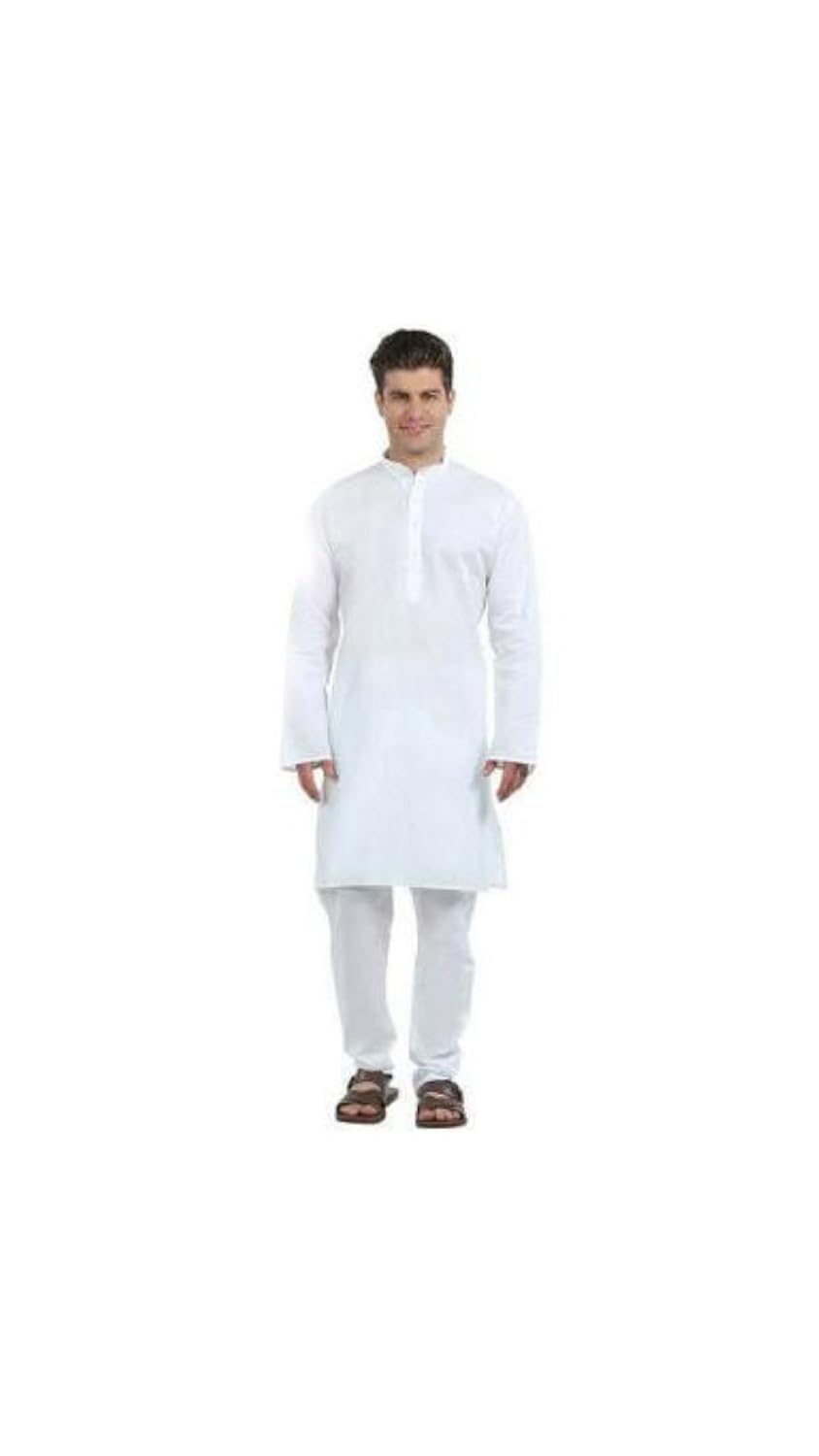 u p khadi and handloom exclusive 100% handloom cotton gent's plain white kurta pyjama sets. traditional indian style design.