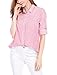Allegra K Women's Striped Button Down Shirts 2024 Fall Turndown Collar Roll-up Long Sleeve Shirt Medium Pink