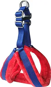 Pedigone Nylon Red Blue Feather Padded Dog Body Collar/Dog Body Harness Dog Belt for All Breed of Dogs.