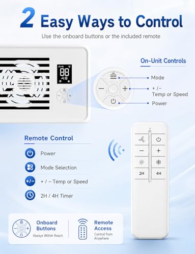 MYLLIUIM Register Booster Fan for 4” x 10” Vents, Remote Control, 3 Modes, 10 Speeds, Built-In Display, Fits Floor or Wall Registers, Removable Front Cover, Home HVAC Airflow Support - Off White