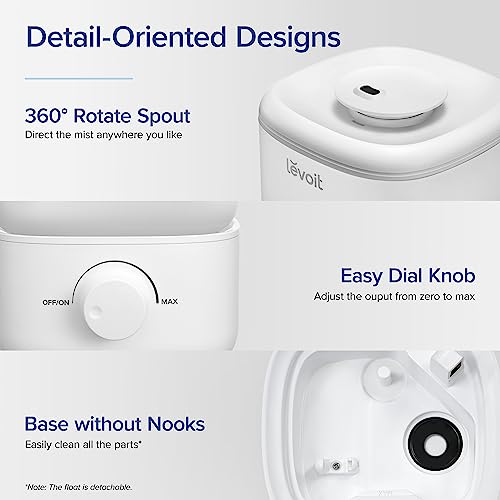LEVOIT Top Fill Humidifiers for Bedroom, 2.5L Large Tank, Easy to Fill