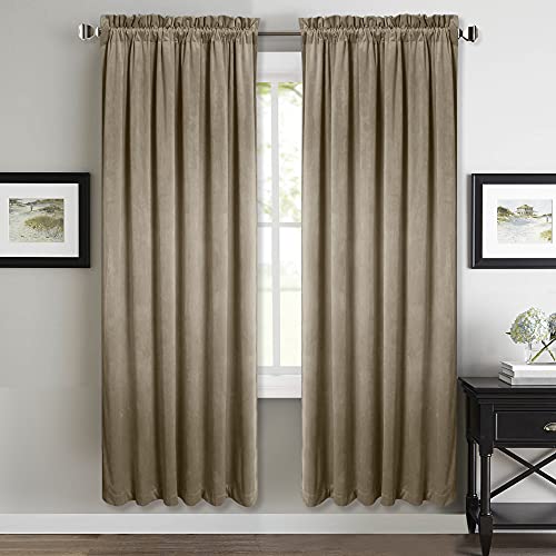 StangH Thick Velvet Curtains for Living Room, Camel Beige Curtains 72-inch Long Thermal Insulated Light Dimming Window Treatment Set for Home Office/Boys Room, W52 x L72, 2 Panels