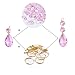 BIHRTC 12Pcs 38mm Galss Crystal Teardrop Chandelier Prisms Parts Hanging Galss Crystal Pendants Beads +50pcs Metal Split Ring + 50pcs 14mm Octagonal Beads (Pink)