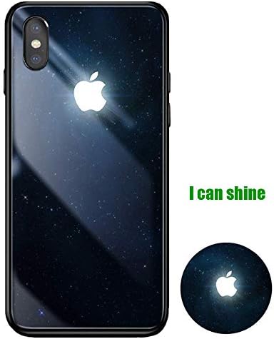Glowing Phone Case for iphoneX/XR/XS/Xs Max/7/8/7plus/8plus, LED Light iPhone Case Glowing Light Up Logo Case Illuminate Covers Tempered Glass Back Cover Protective Case
