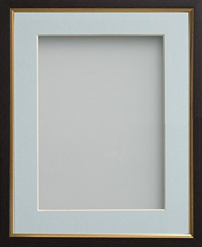 Frame Company Drayton Range Gold Insert Picture Photo Frame with Light Blue Mount for Image Size 9 x 6-Inch, Plastic, Black, A4