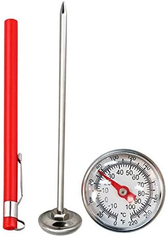 sofulaile Smart Stainless Steel Soil Thermometer 127mm Stem Easy-to-Read 27mm Dial Display 0-100 Degrees for Ground, Compost, Garden Soil