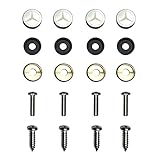 Mercedes Benz Logo Laser Engraved Steel Metal Screw Cap for License Plate Frame Set of 4 Anti Theft or Removable Style