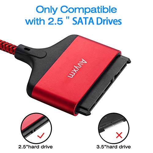 SATA to USB Adapter Cable, Avyxm USB 3.0 SATAIII Hard Drive Adapter Cable for 2.5 Inch SSD & HDD Support UASP Aluminum Shell & Nylon Braided USB 3.0 to SATA Converter Cable