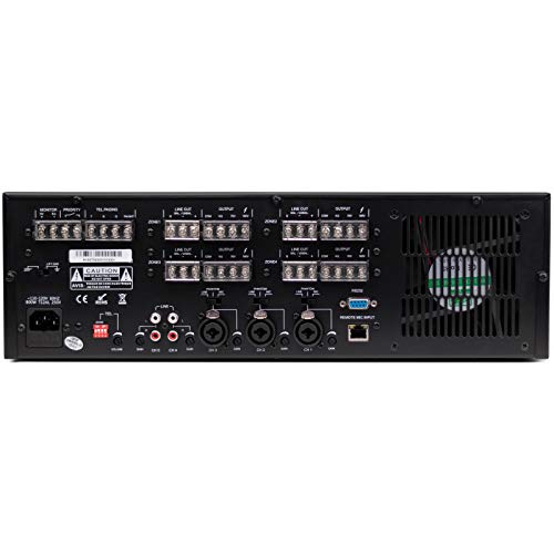 Pure Resonance Audio RZMA120BT 4 Zone 120W Commercial Rack Mount Mixer Amplifier with 4 x 120 Watts 4 Ohm, 70V/100V and Bluetooth
