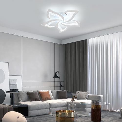Comely 60W 6750LM Modern White LED Ceiling Light 6750LM Elegant Acrylic Petal Design Ideal for Living Room, Bedroom, Dining Room or Bathroom 6500K Cool White 600K