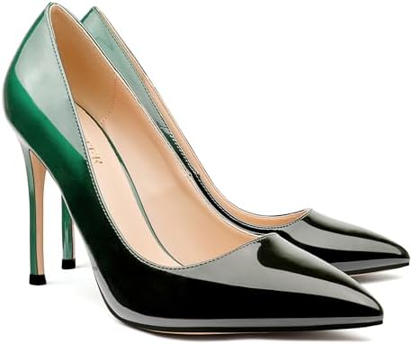 COLETER Pointy Toe Pumps for Women,Patent Gradient Animal Print High Heels  Usual Dress Shoes, Gradient Green to Black With 10cm Heel Height, 11.5  price in Saudi Arabia | Amazon Saudi Arabia | kanbkam